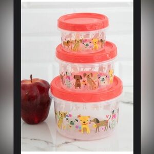 Natural Life Dog Tupperware Screw Top Colorful Nesting Stacking Round Containers